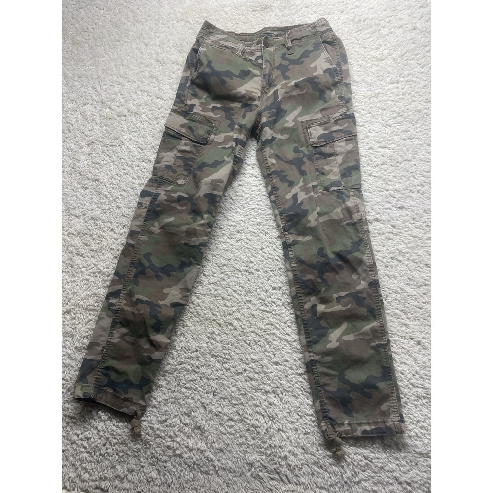 American Eagle FLEX Men's  30x34 Green Camo Cargo Pants Adjustable Legs EUC